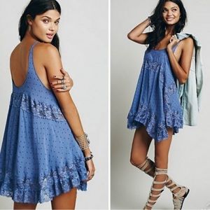 Intimately Free People Trapeze Dress Free Blue Lace Tank Dress Slip Dress
